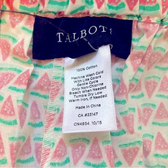 Talbots Watermelon Pink Green Drawstring Cotton pajama Pants Women Small NWT New - Picture 10 of 11